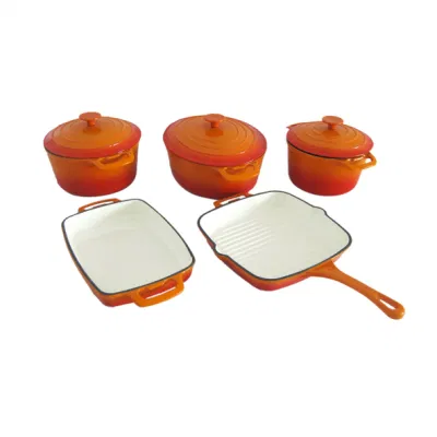 Набор чугунной посуды из 6 предметов Чугунная сковорода для жарки в голландской духовке, завод, одобренный BSCI